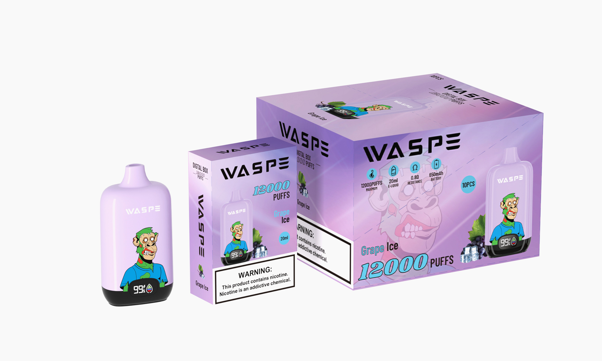 Dobra prodaja Vape WASPE digitalne kutije 12000 Pufovi