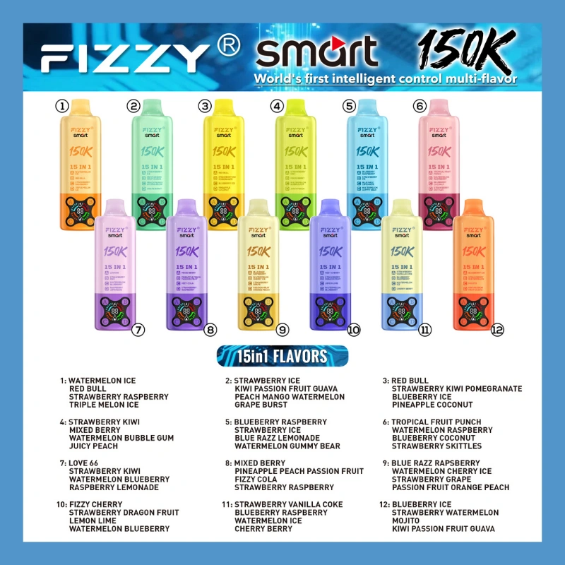 Fizzy Smart 150000パフ使い捨てベイプ 15フレーバーを一つに長持ち高パフベイプ