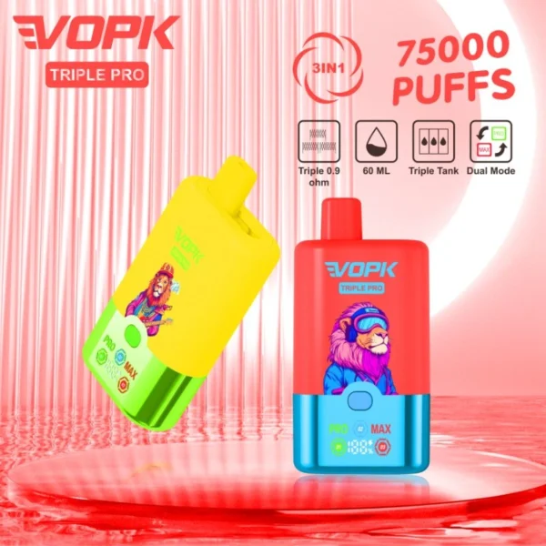 Triple Pro Vape by VOPK 75000 Puff Mega Disposable with 3 Combined Flavors