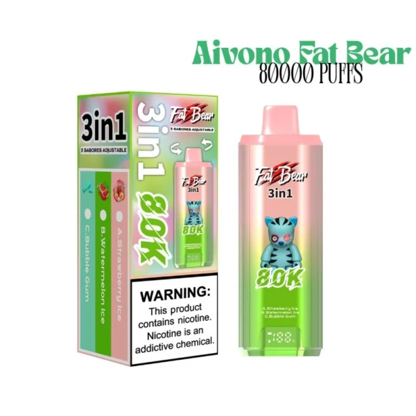 AIVONO 80000 Puffs Fat Bear Disposable Vape Pen Long Lasting 3 in 1 Flavor