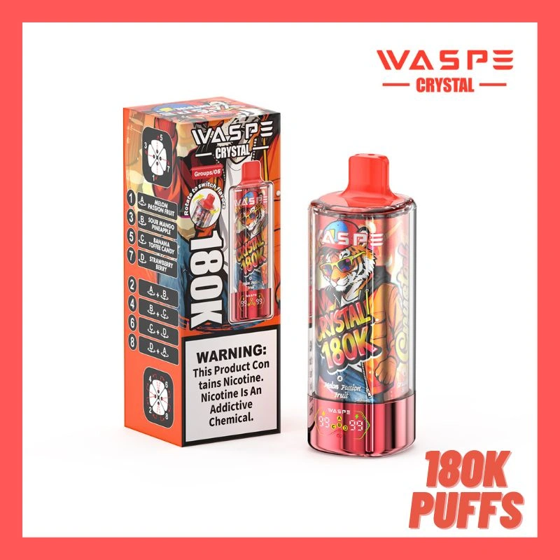 WASPE Vape Descartável de Alta Capacidade 8 em 1 Sabores Crystal 180000 Puffs WASPE Vape Descartável de Alta Capacidade 8 em 1 Sabores Crystal 180000 Puffs